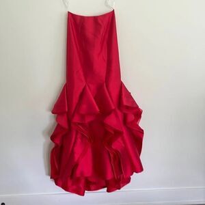 Rachel Allan Sleeveless Ruffle Gown Evening Dress